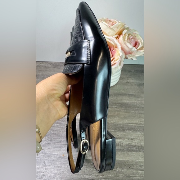 Talbots Scarlett Croc-Embossed Slingback Flats Womens size 9.5 $99 IMMACULATE - Picture 8 of 10